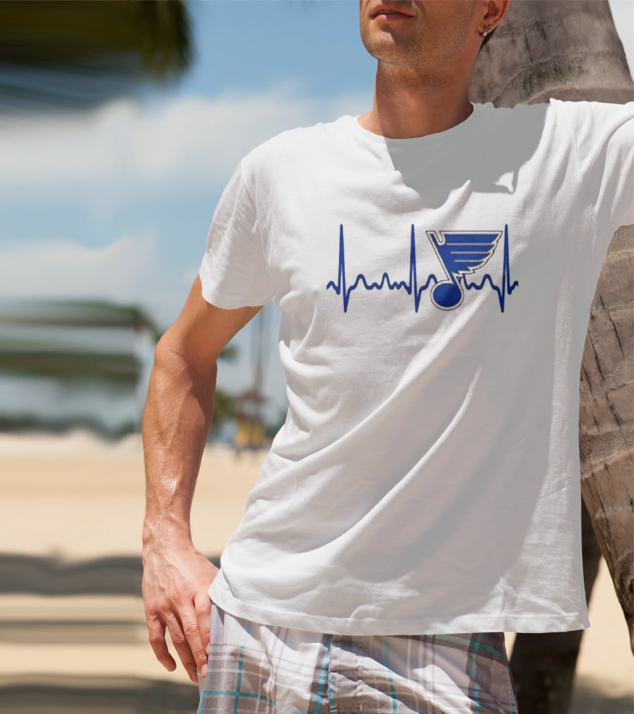 St Louis Blues Heartbeat Hockey T-Shirt
