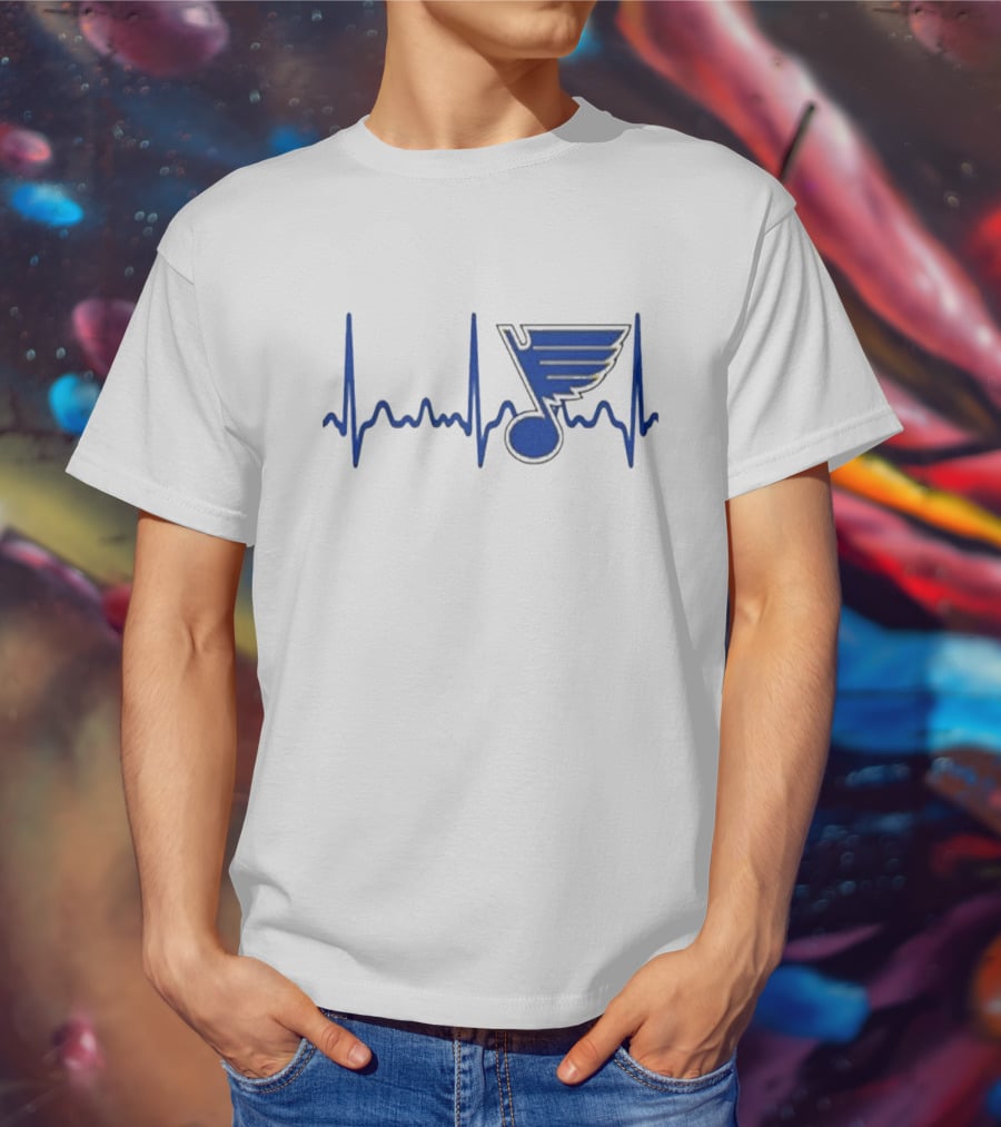 St Louis Blues Heartbeat Hockey T-Shirt
