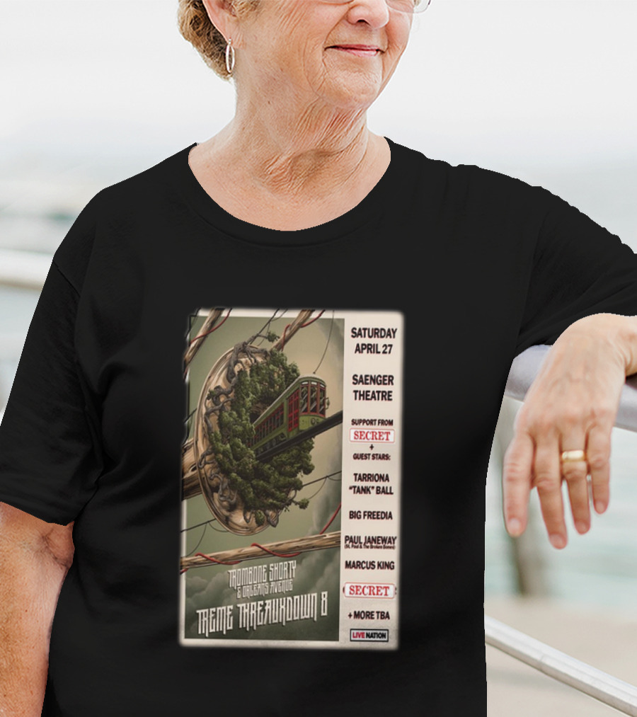 Trombone Shorty And Orleans Avenue Treme Threauxdown 8 Saenger Theatre April 27 With Tarriona Tank Ball And Big Freedia T-Shirt