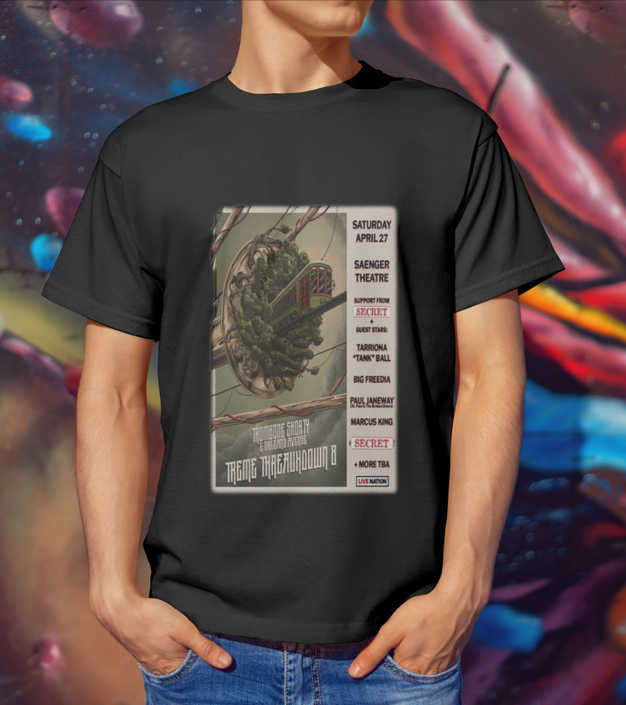 Trombone Shorty And Orleans Avenue Treme Threauxdown 8 Saenger Theatre April 27 With Tarriona Tank Ball And Big Freedia T-Shirt