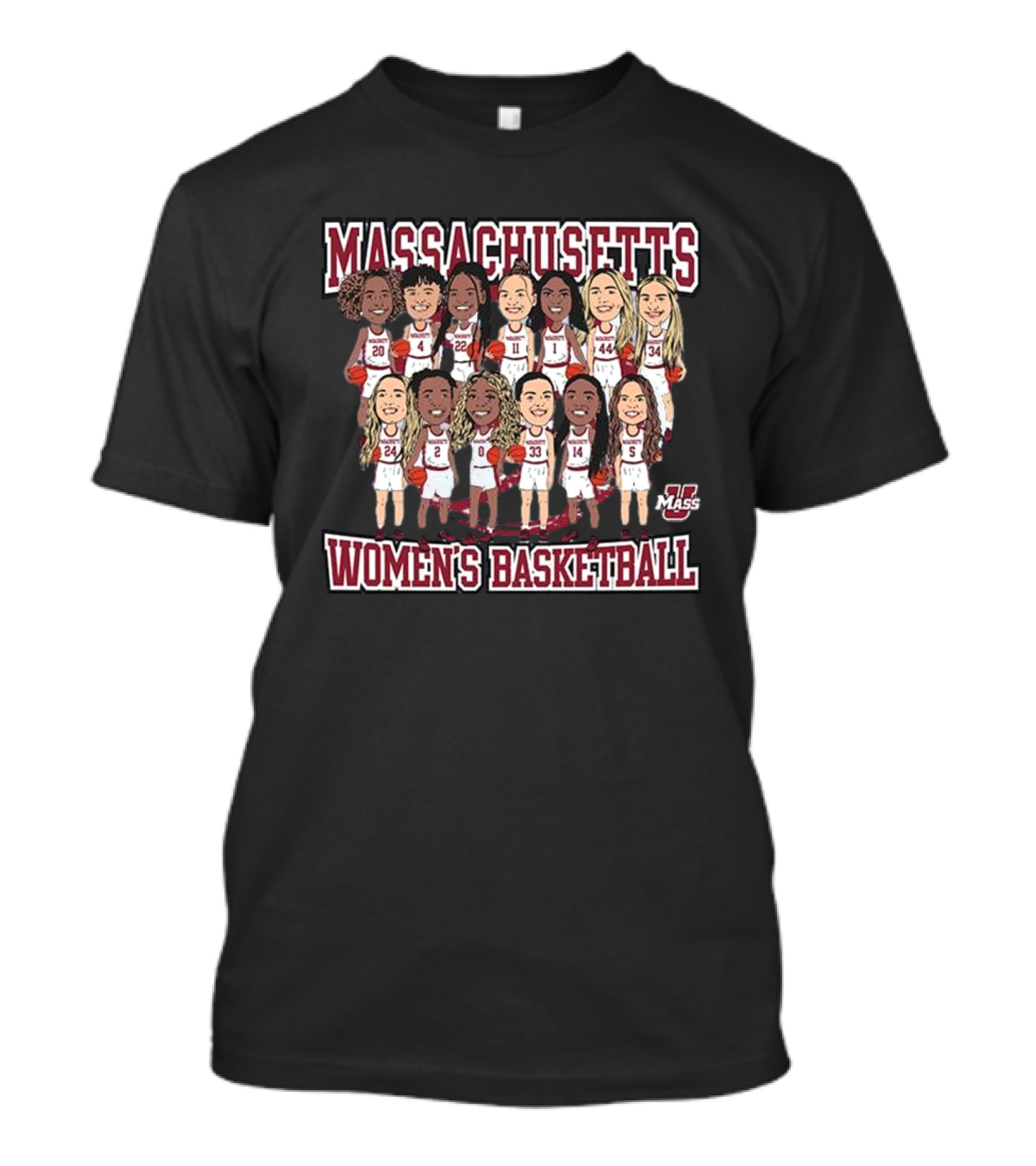 Massachusetts UMass Women's Basketball Team Caricature T-Shirt