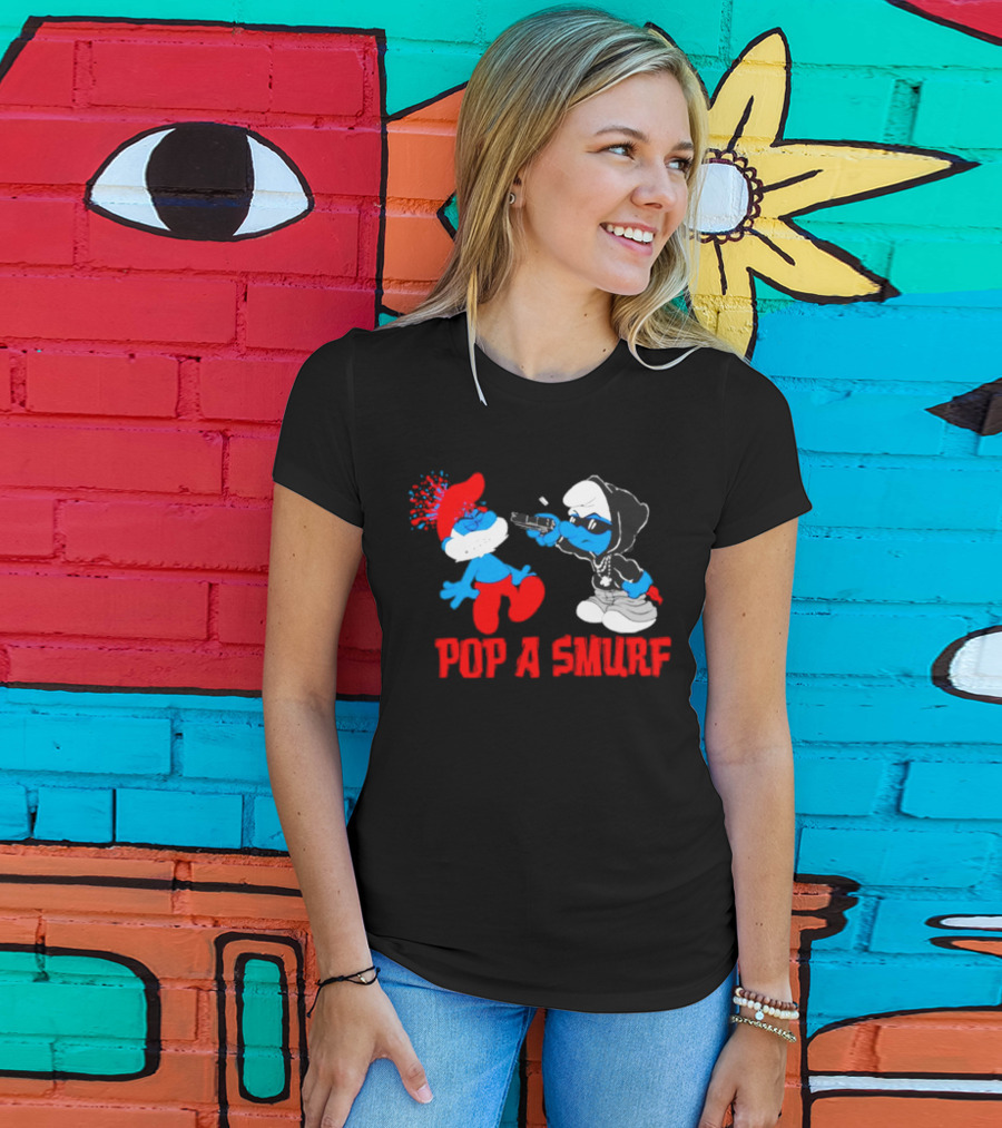 Pop A Smurf Gangster Smurf With Spray Can Urban T-Shirt