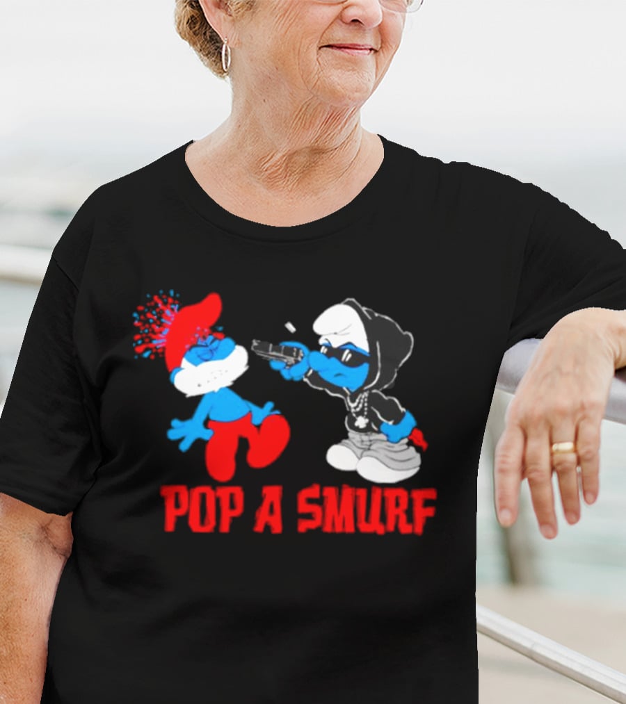 Pop A Smurf Gangster Smurf With Spray Can Urban T-Shirt