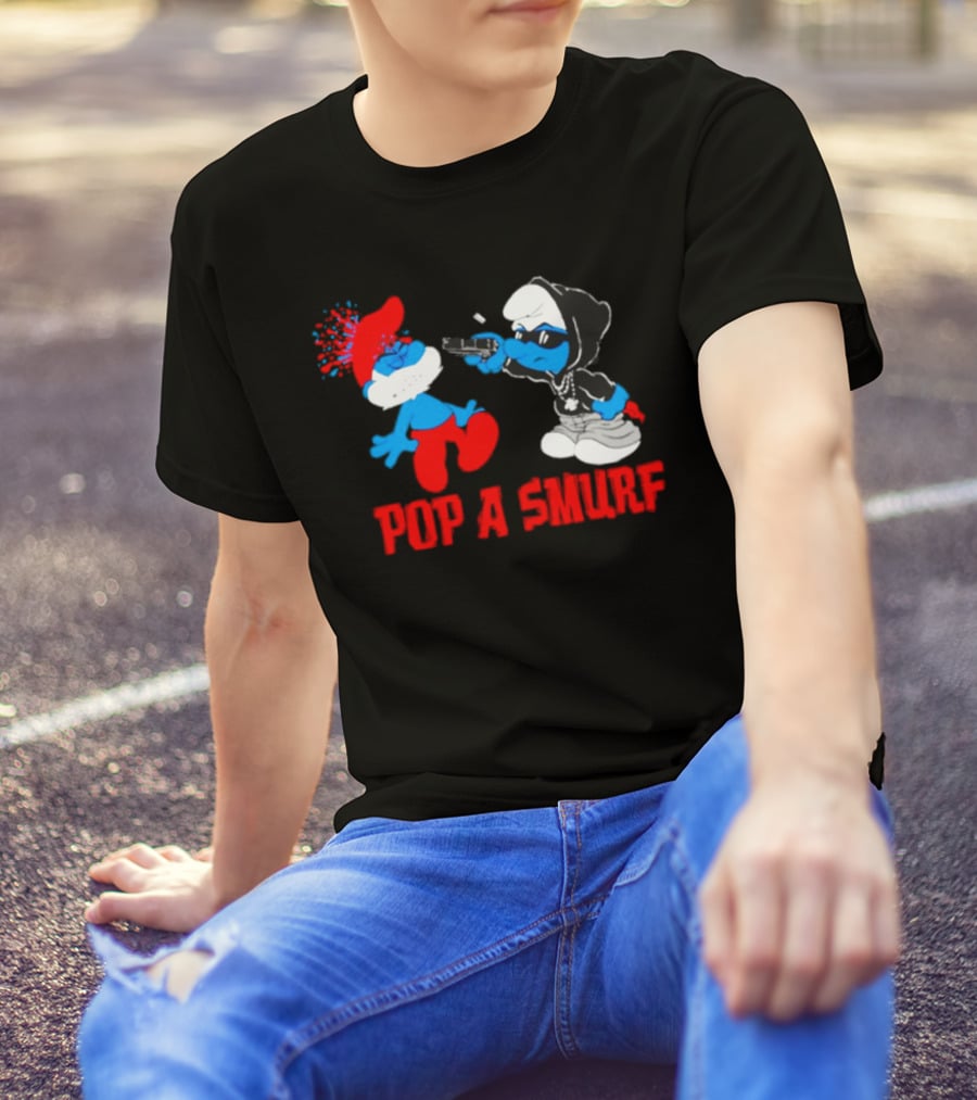 Pop A Smurf Gangster Smurf With Spray Can Urban T-Shirt