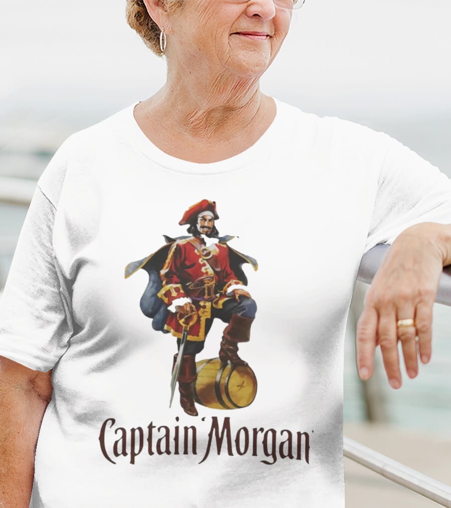 Captain Morgan Rum Pirate Standing On Barrel T-Shirt