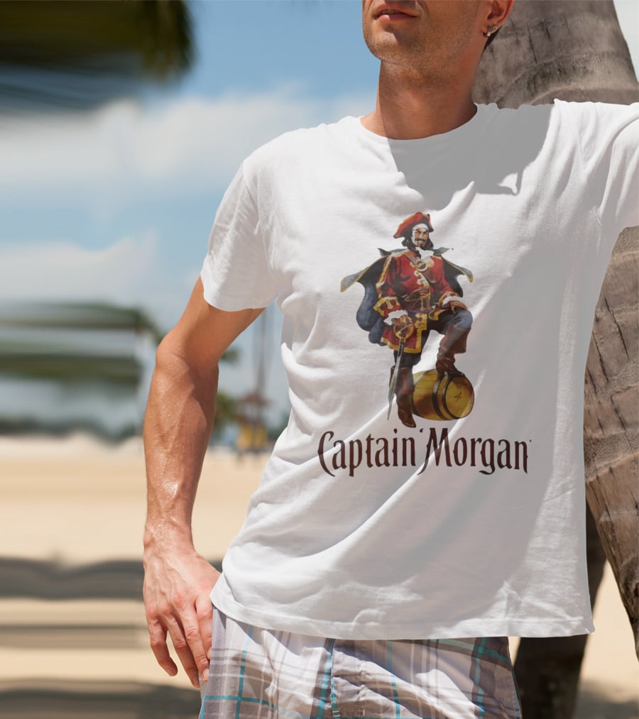 Captain Morgan Rum Pirate Standing On Barrel T-Shirt