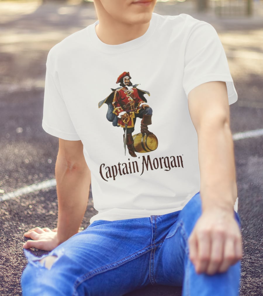 Captain Morgan Rum Pirate Standing On Barrel T-Shirt