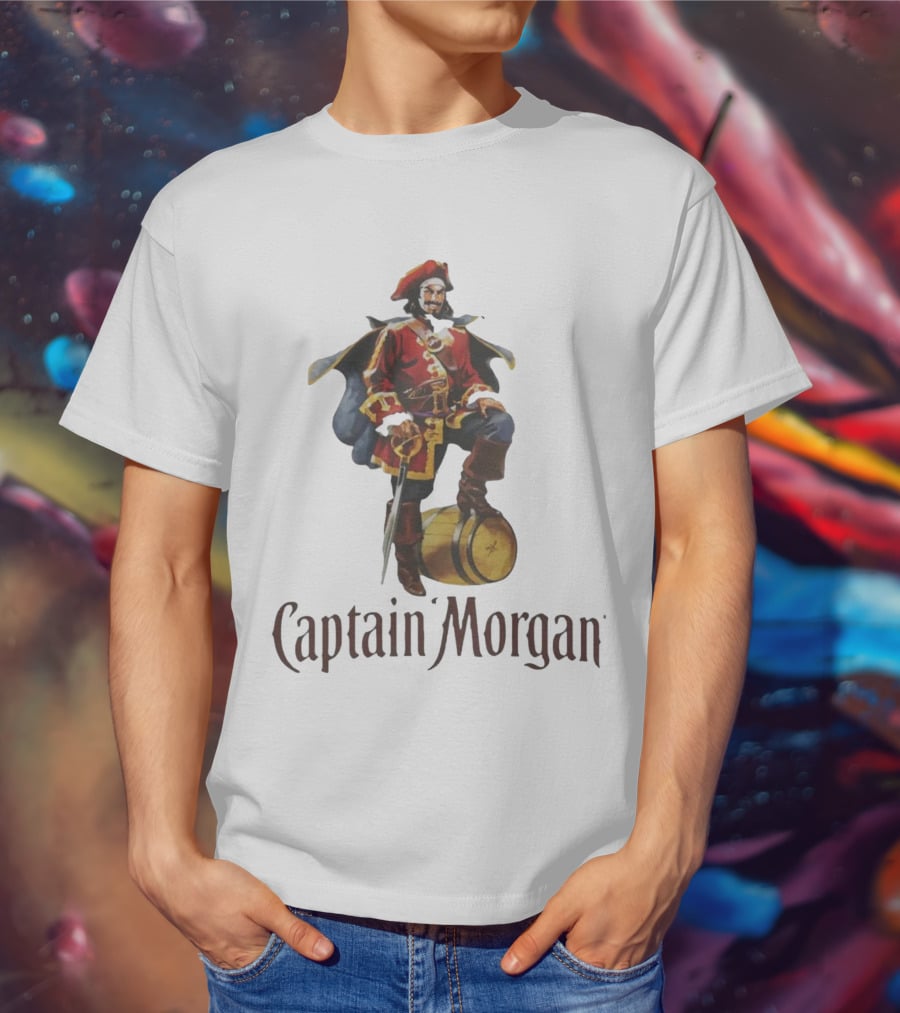 Captain Morgan Rum Pirate Standing On Barrel T-Shirt