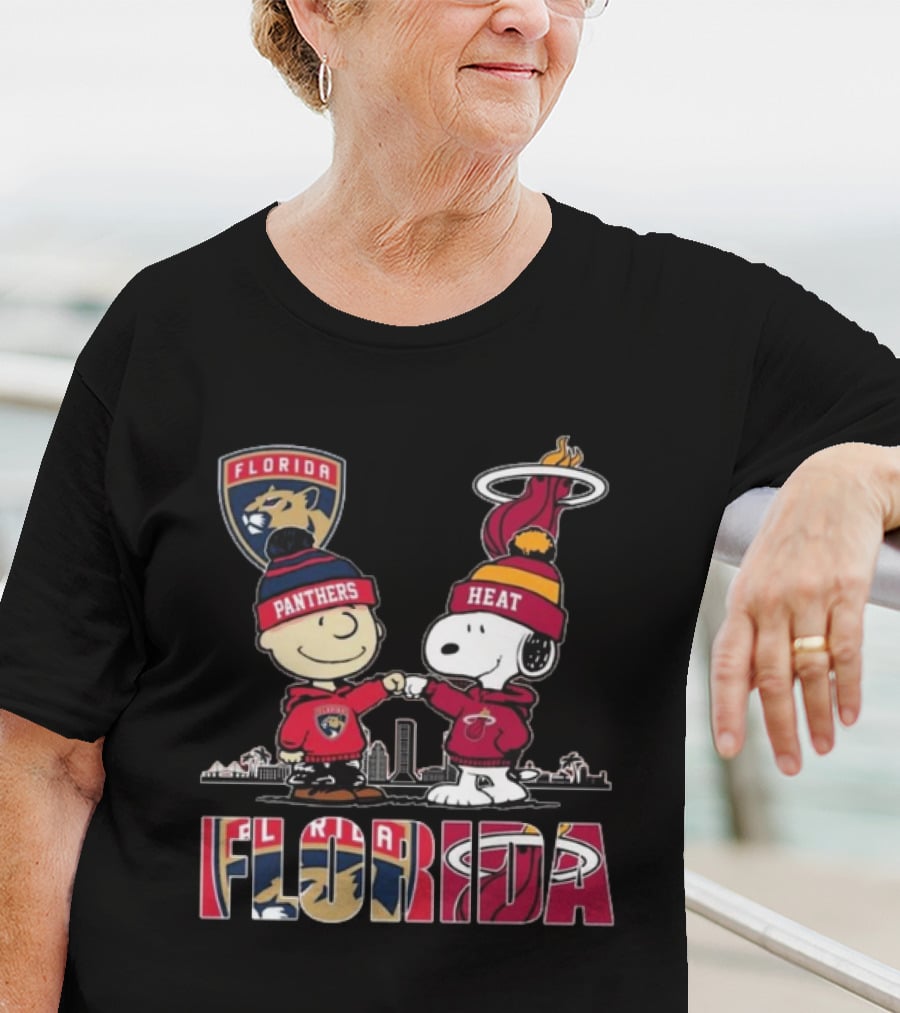 Florida Panthers Miami Heat Charlie Brown Snoopy Proud Florida T-Shirt