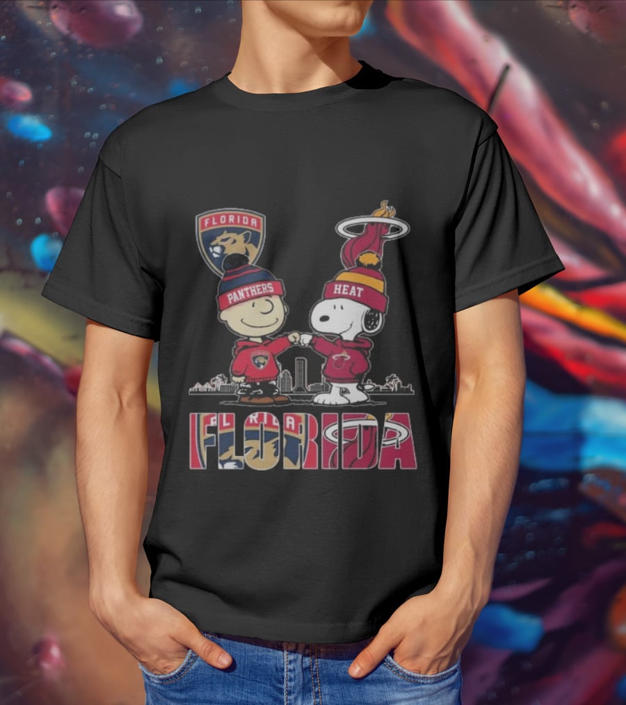 Florida Panthers Miami Heat Charlie Brown Snoopy Proud Florida T-Shirt