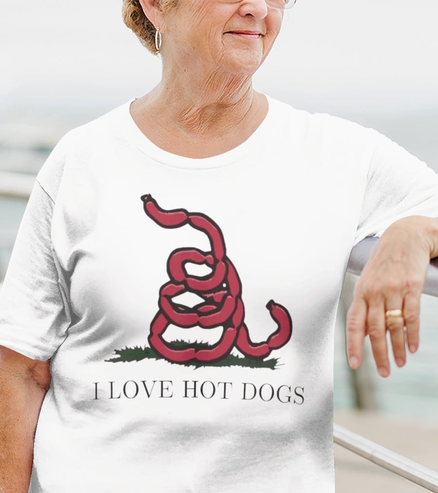 I Love Hot Dogs Spiral Sausage T-Shirt