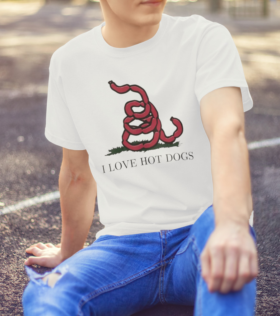 I Love Hot Dogs Spiral Sausage T-Shirt