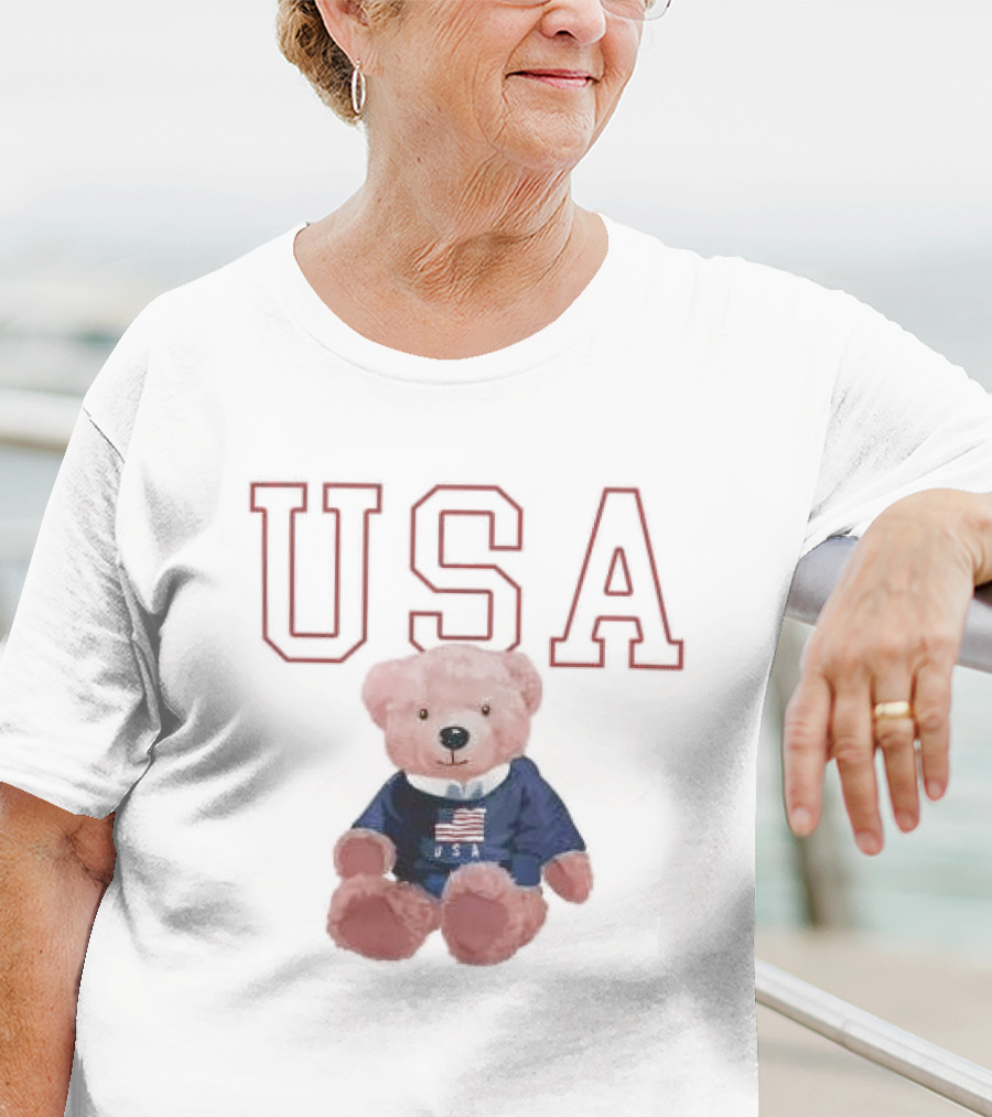 USA Patriotic Bear Plush With American Flag T-Shirt