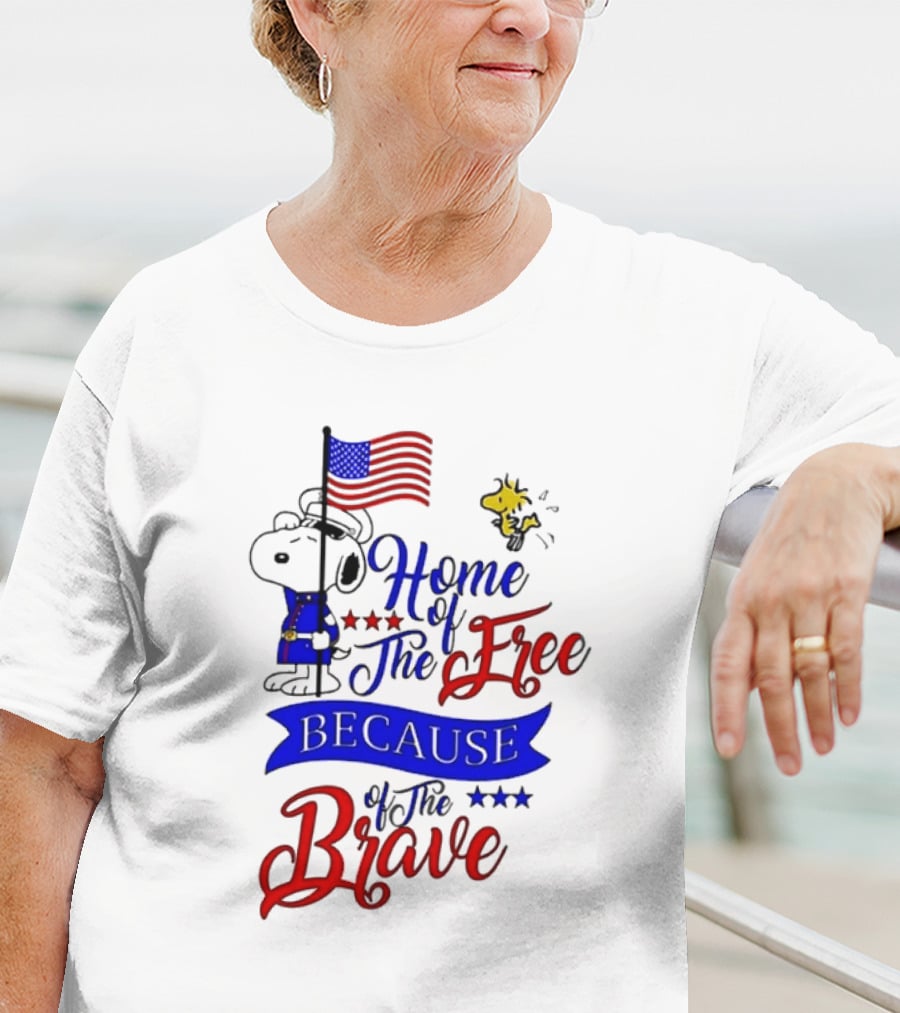 Snoopy Home Of The Free Because Of The Brave Independence Day T-Shirt