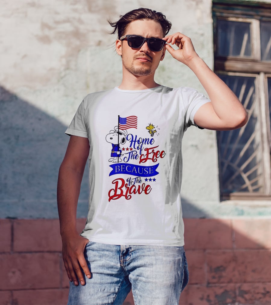 Snoopy Home Of The Free Because Of The Brave Independence Day T-Shirt