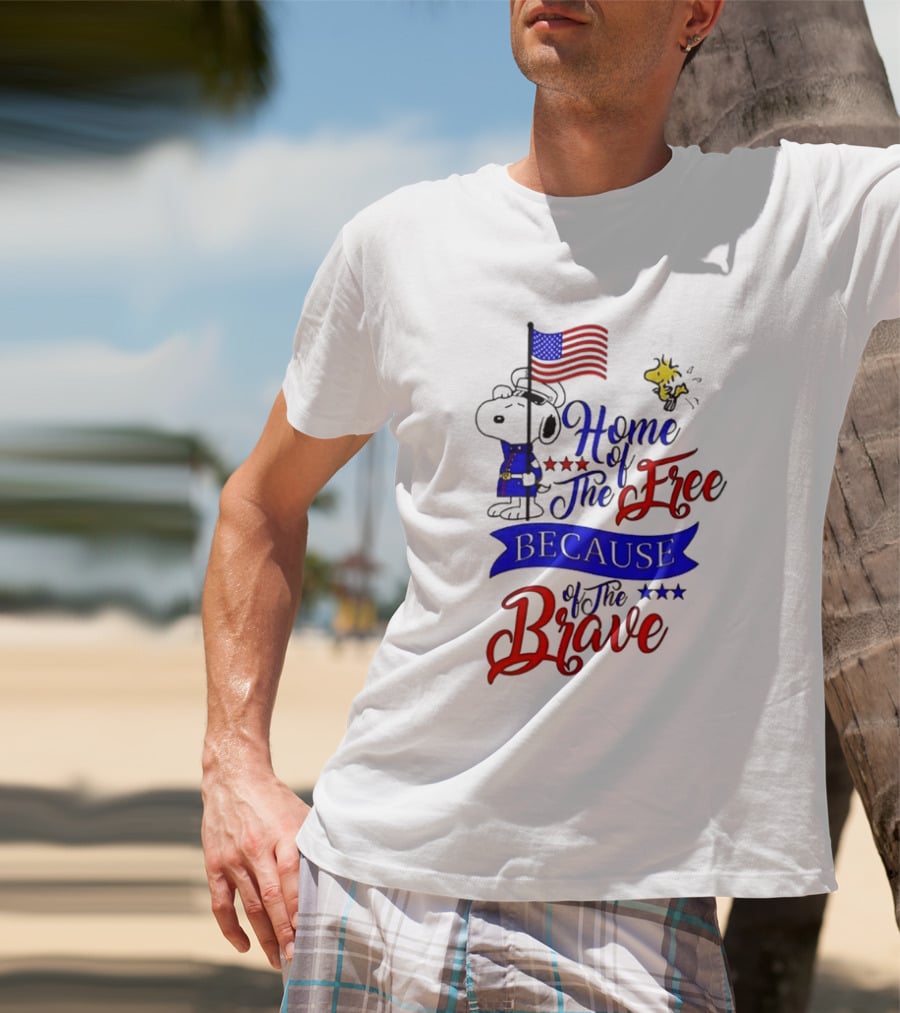 Snoopy Home Of The Free Because Of The Brave Independence Day T-Shirt