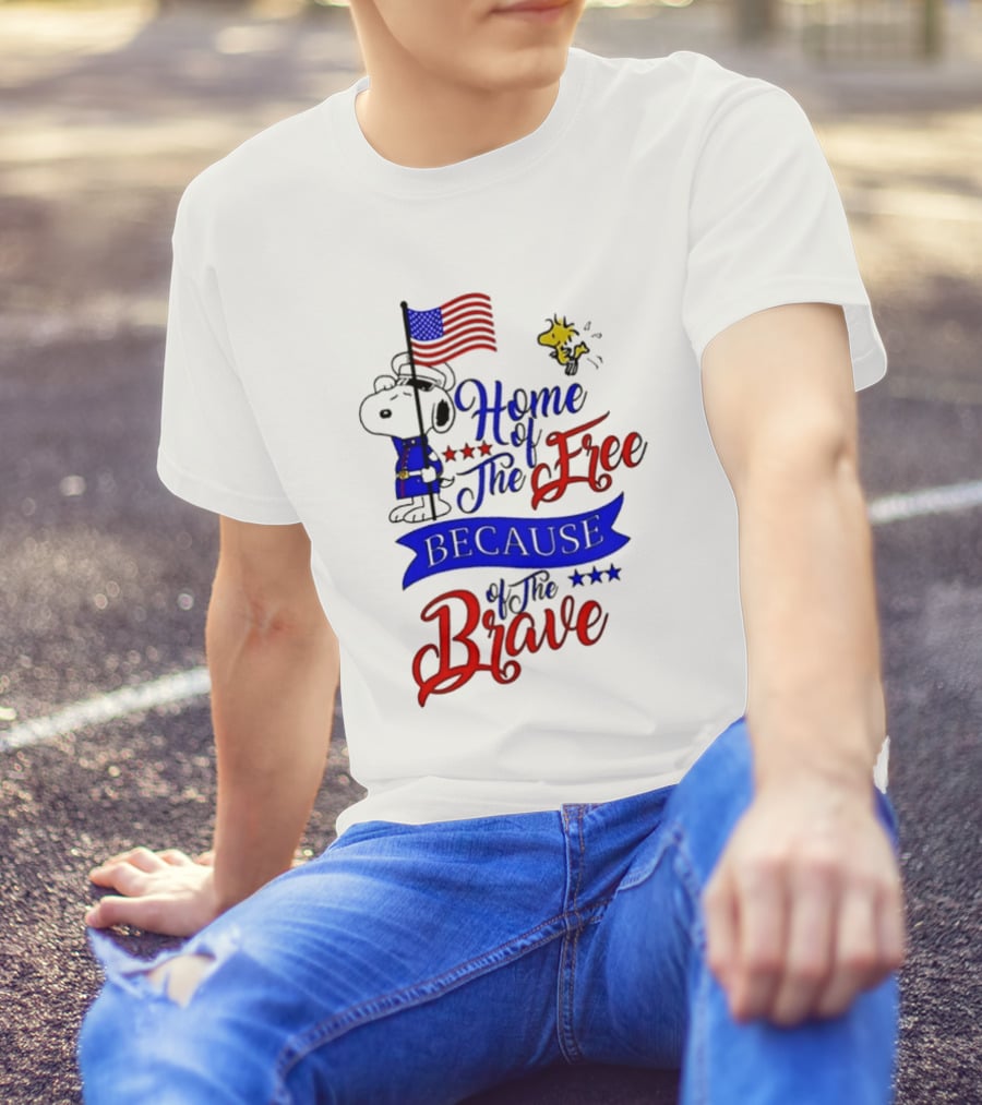 Snoopy Home Of The Free Because Of The Brave Independence Day T-Shirt