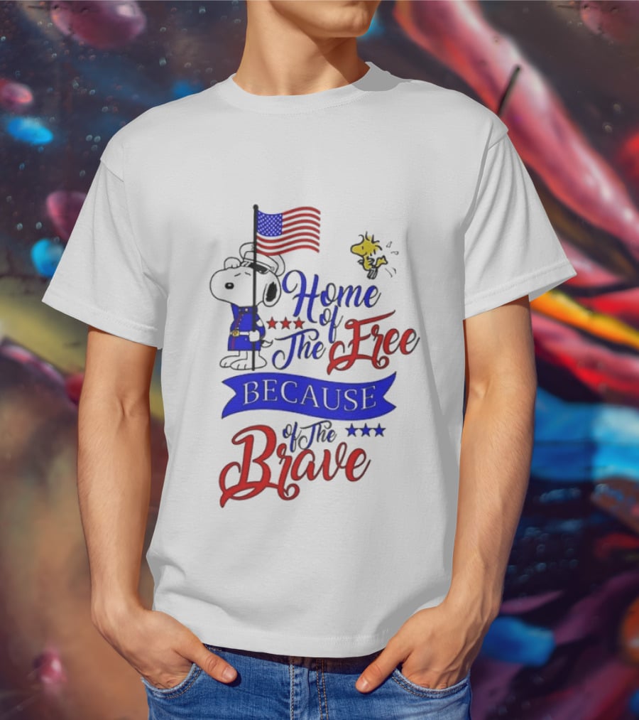 Snoopy Home Of The Free Because Of The Brave Independence Day T-Shirt