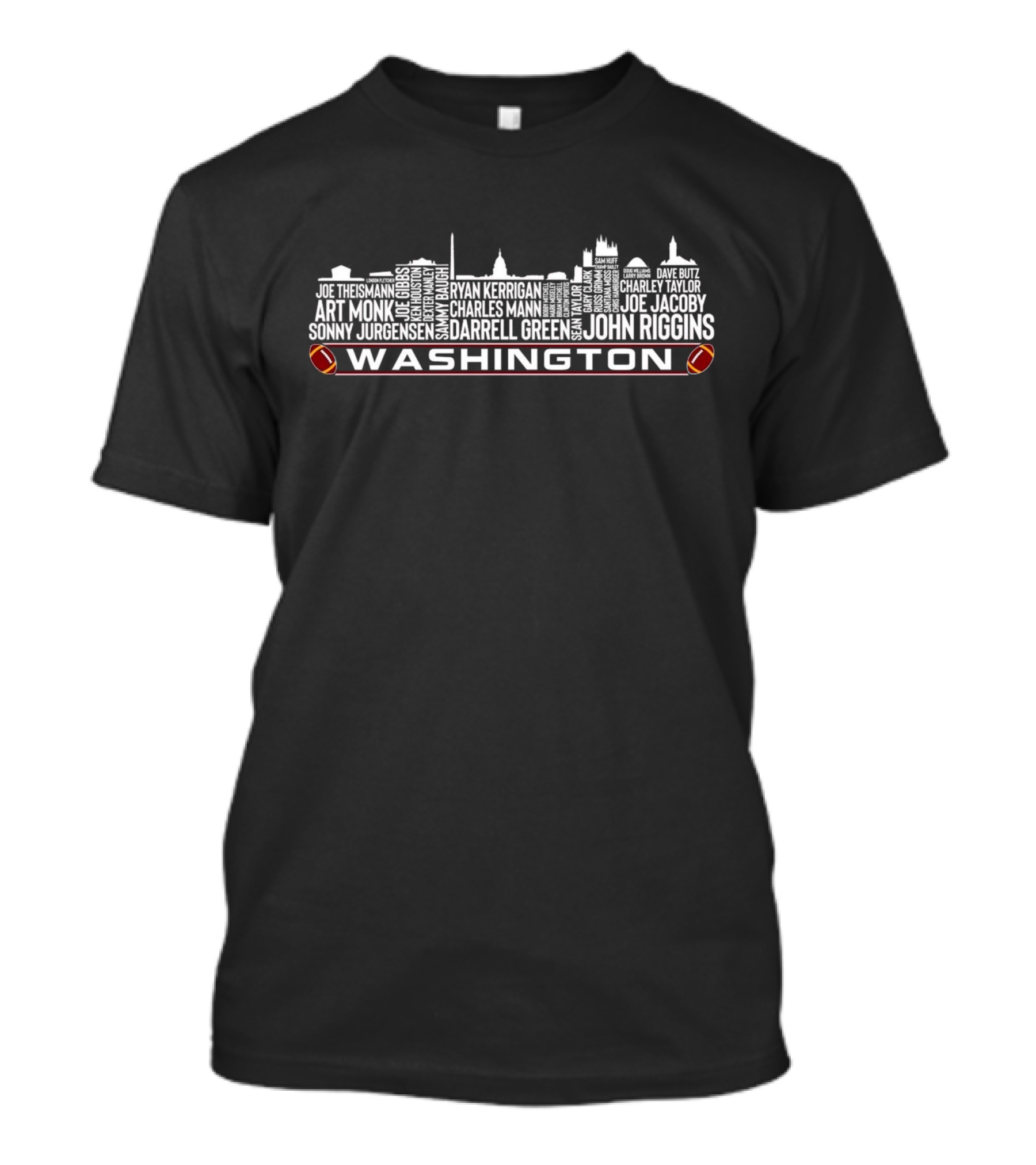 Washington Commanders Football All Time Legends City Skyline Names T-Shirt
