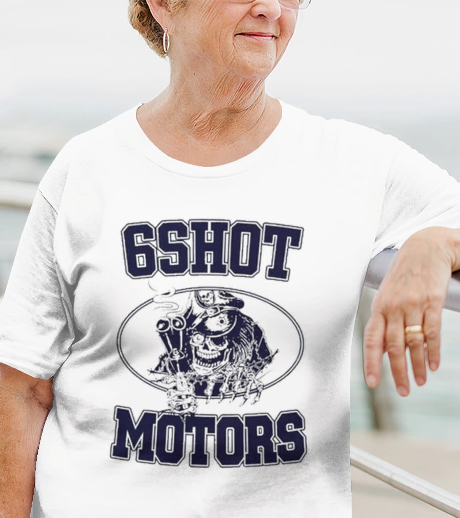 6Shot Motors Smoking Skull With Guns T-Shirt