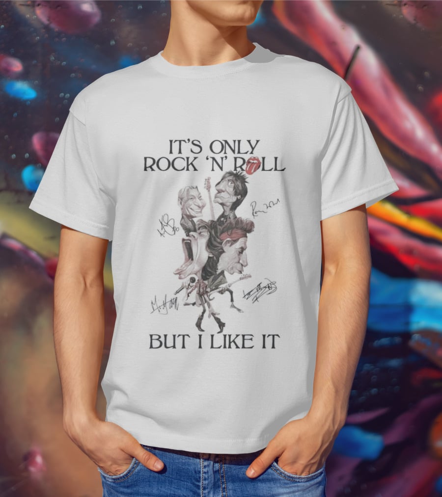 The Rolling Stones It's Only Rock 'N' Roll Signatures And Tongue T-Shirt