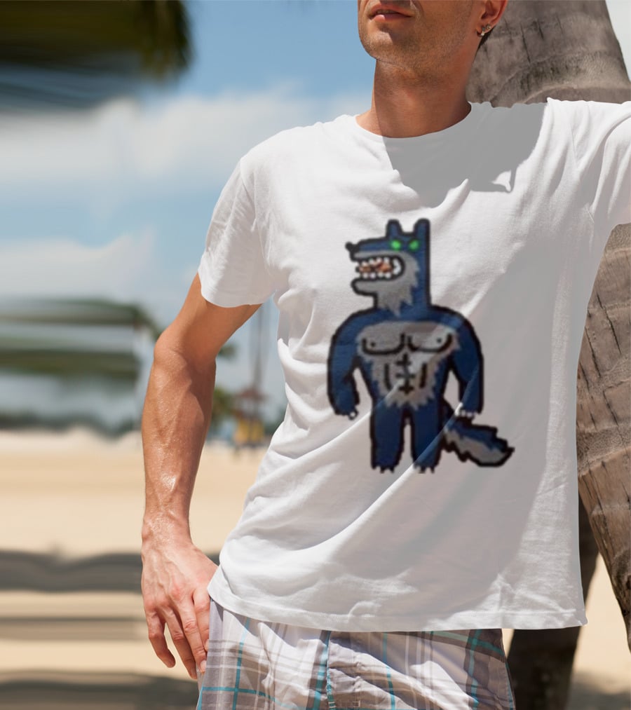 Timberwolves Buff Wolf Strong Muscular Cartoon Character T-Shirt