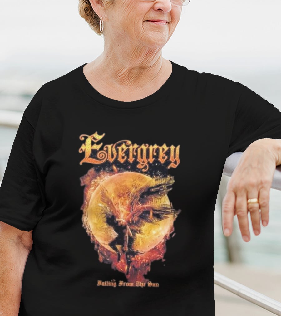 Evergrey Falling From The Sun Celestial Figure And Fiery Orb T-Shirt