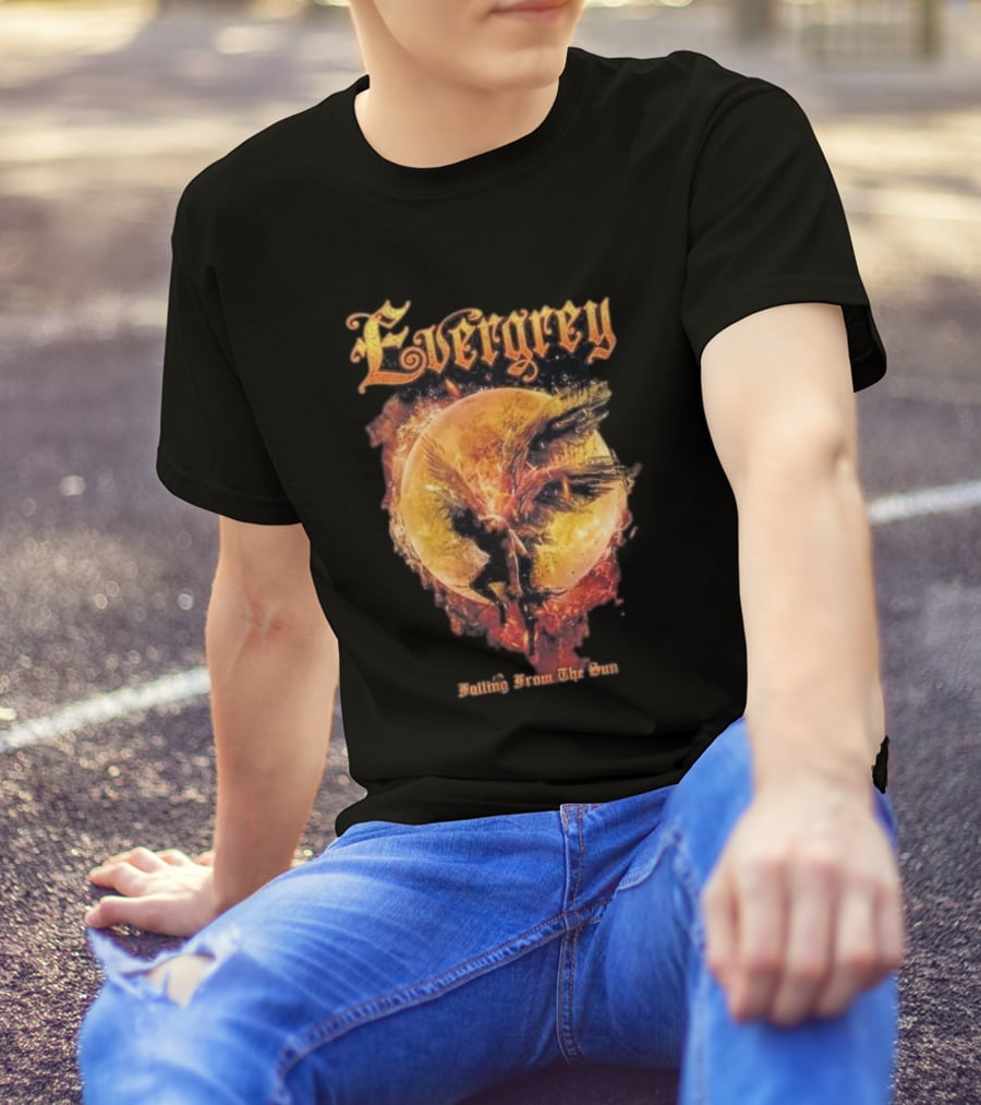 Evergrey Falling From The Sun Celestial Figure And Fiery Orb T-Shirt