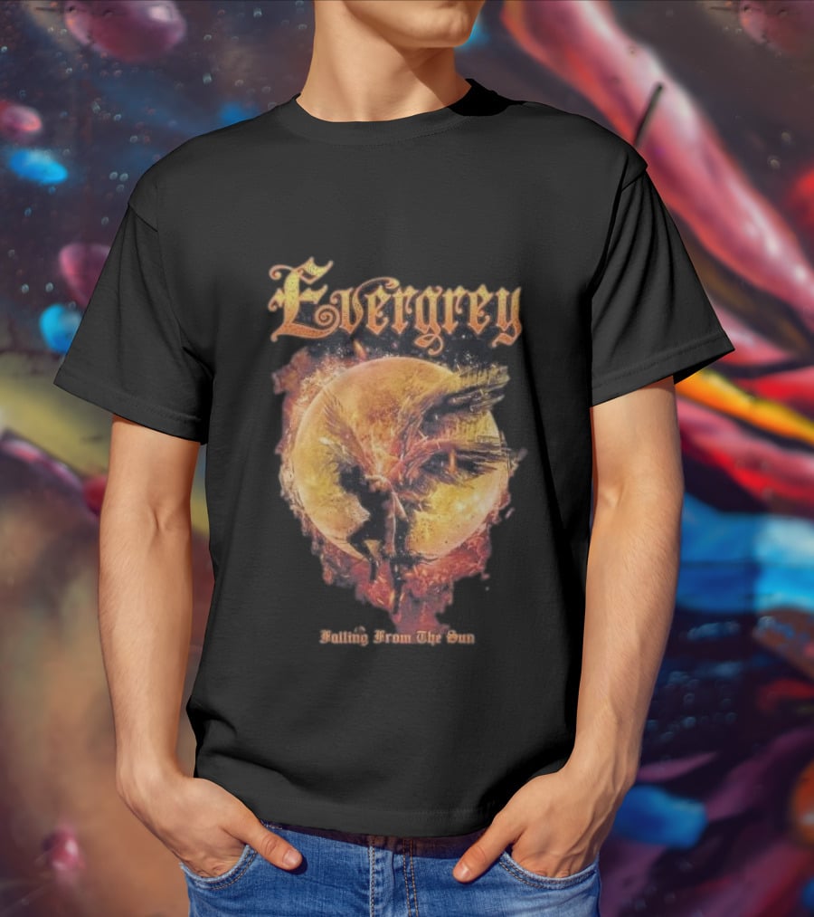 Evergrey Falling From The Sun Celestial Figure And Fiery Orb T-Shirt