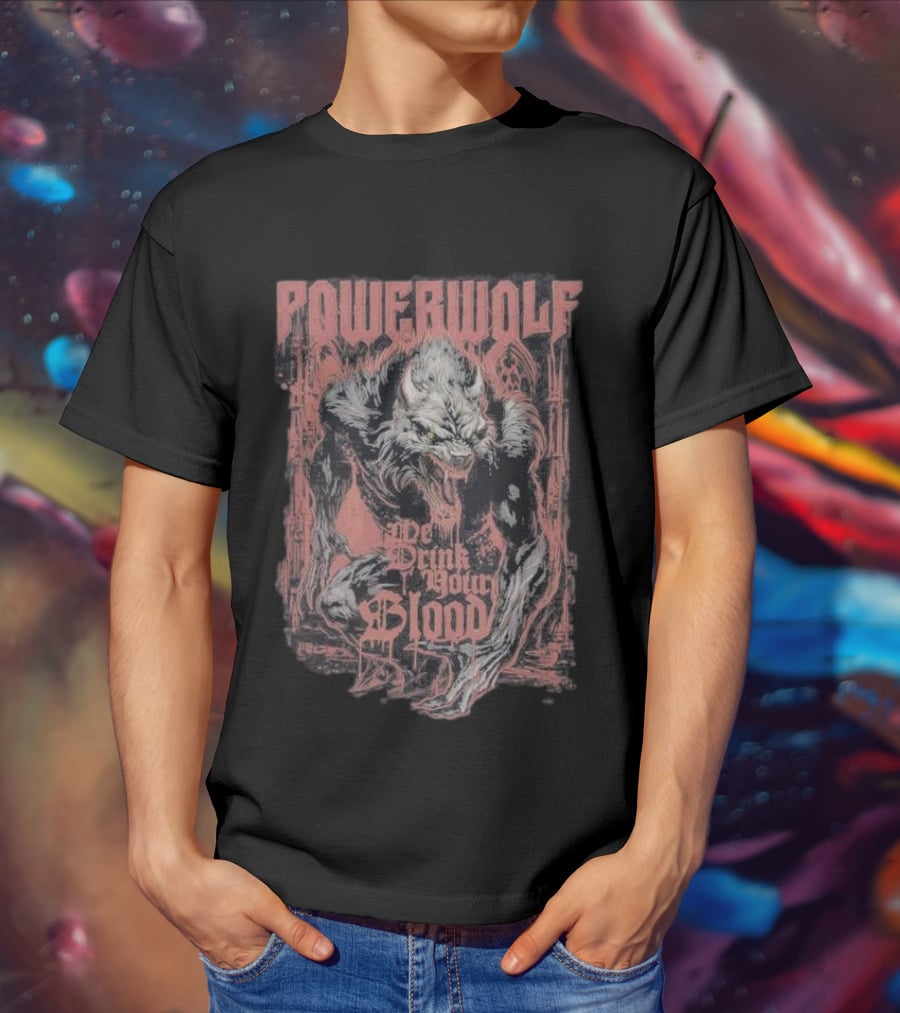 Powerwolf We Drink Your Blood Gothic Werewolf T-Shirt