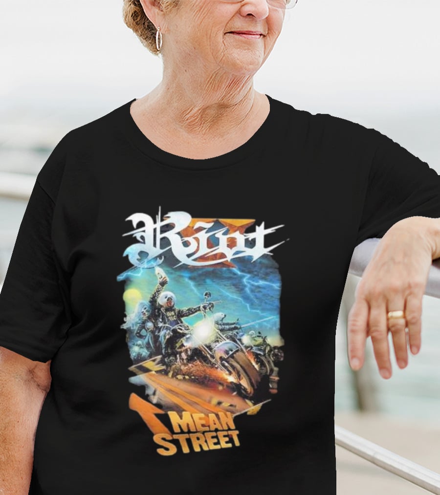 Riot V Mean Streets Album Cover With Biker And Lightning T-Shirt
