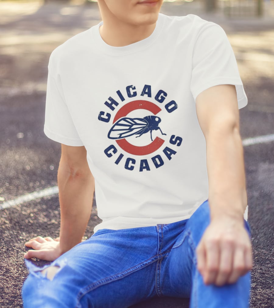 Chicago Cicadas Baseball Team Vintage Logo Icon With Red C And Large Cicada T-Shirt