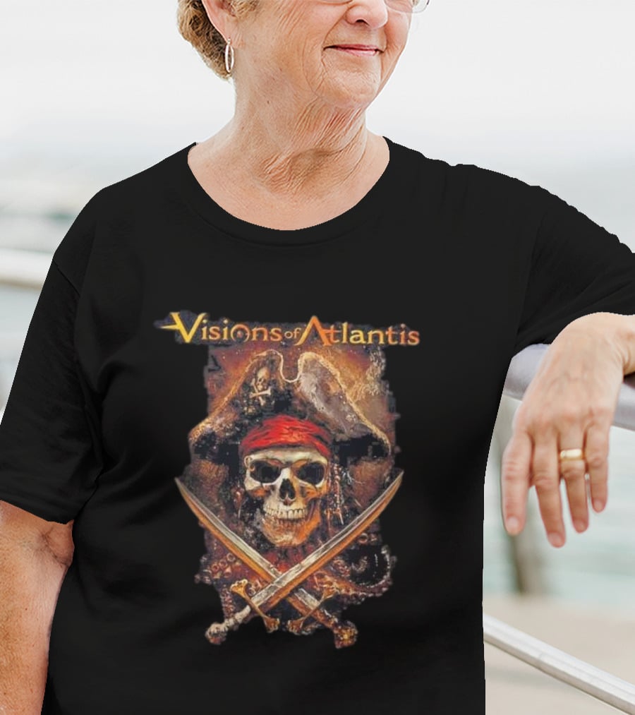 Visions Of Atlantis Skull Pirate With Crossed Swords And Hat T-Shirt