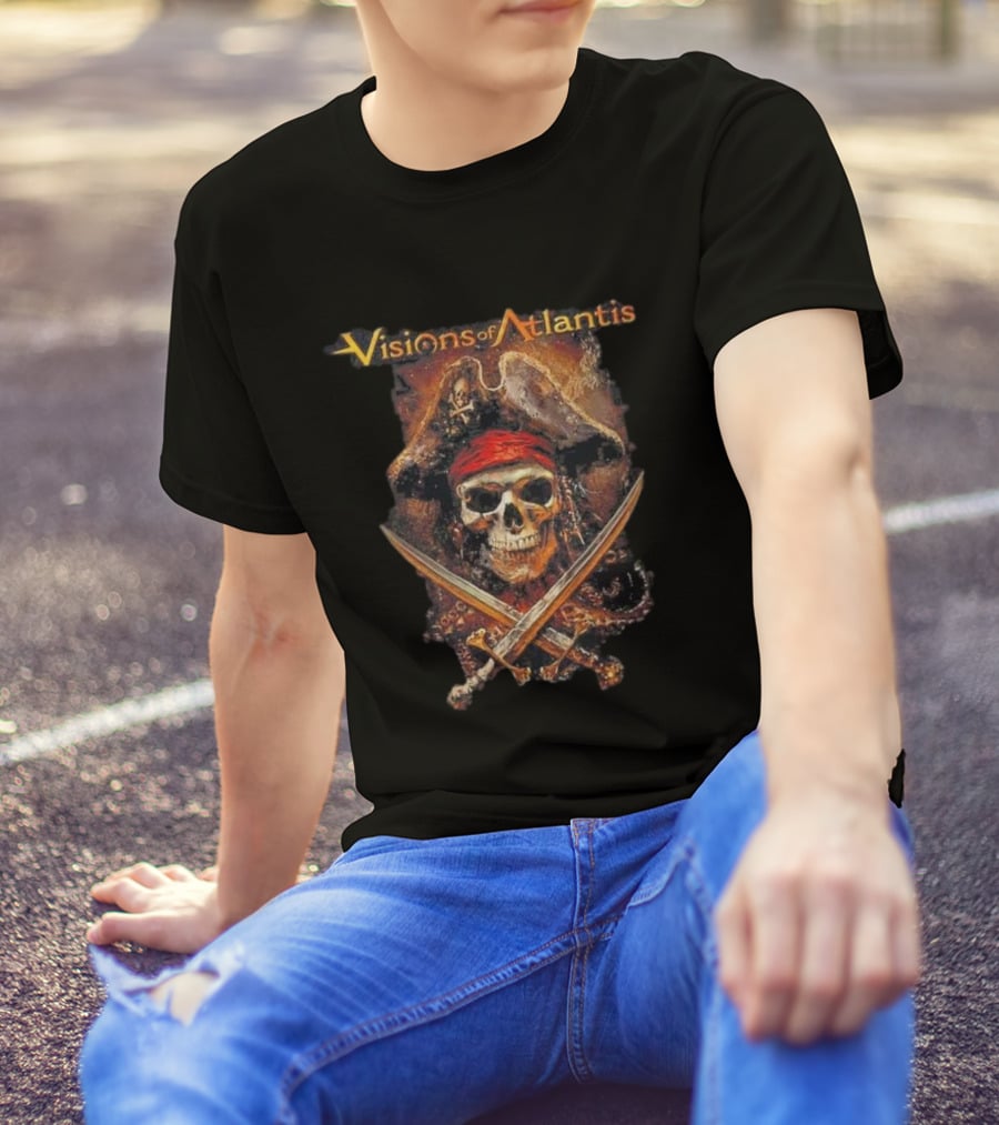 Visions Of Atlantis Skull Pirate With Crossed Swords And Hat T-Shirt