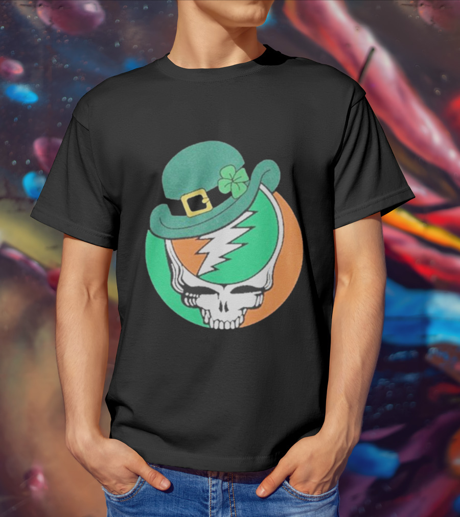 Happy St. Patrick’s Dead And Company Limited Skull In Shamrock Hat With Lightning Bolt T-Shirt