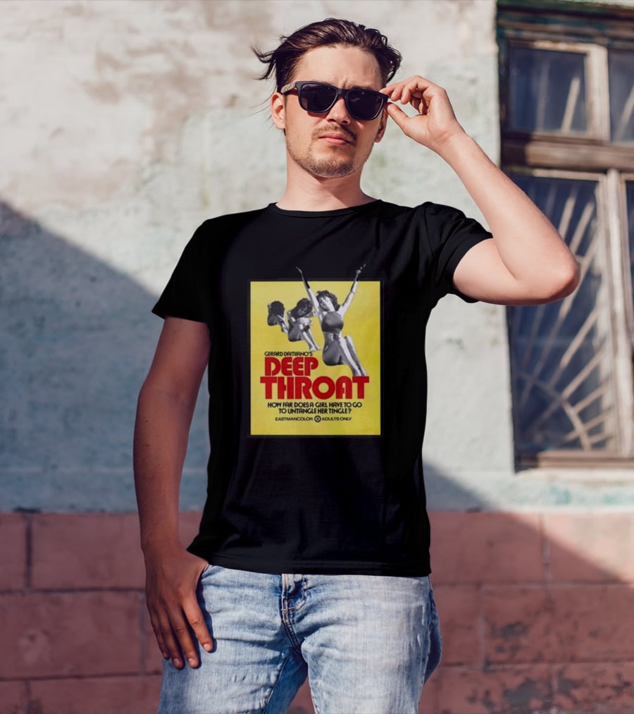 Gerard Damiano’s Deep Throat How Far Does A Girl Have To Go To Untangle Her Tingle? Eastmancolor Adults Only T-Shirt