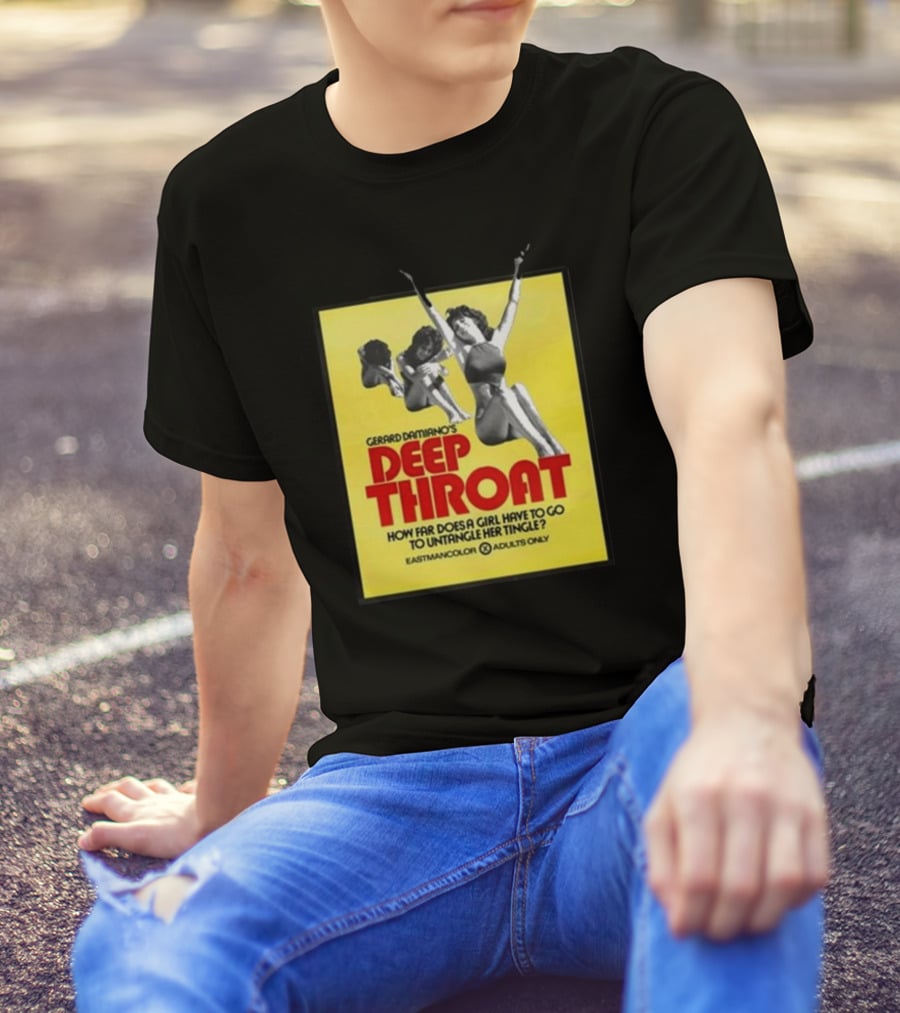 Gerard Damiano’s Deep Throat How Far Does A Girl Have To Go To Untangle Her Tingle? Eastmancolor Adults Only T-Shirt