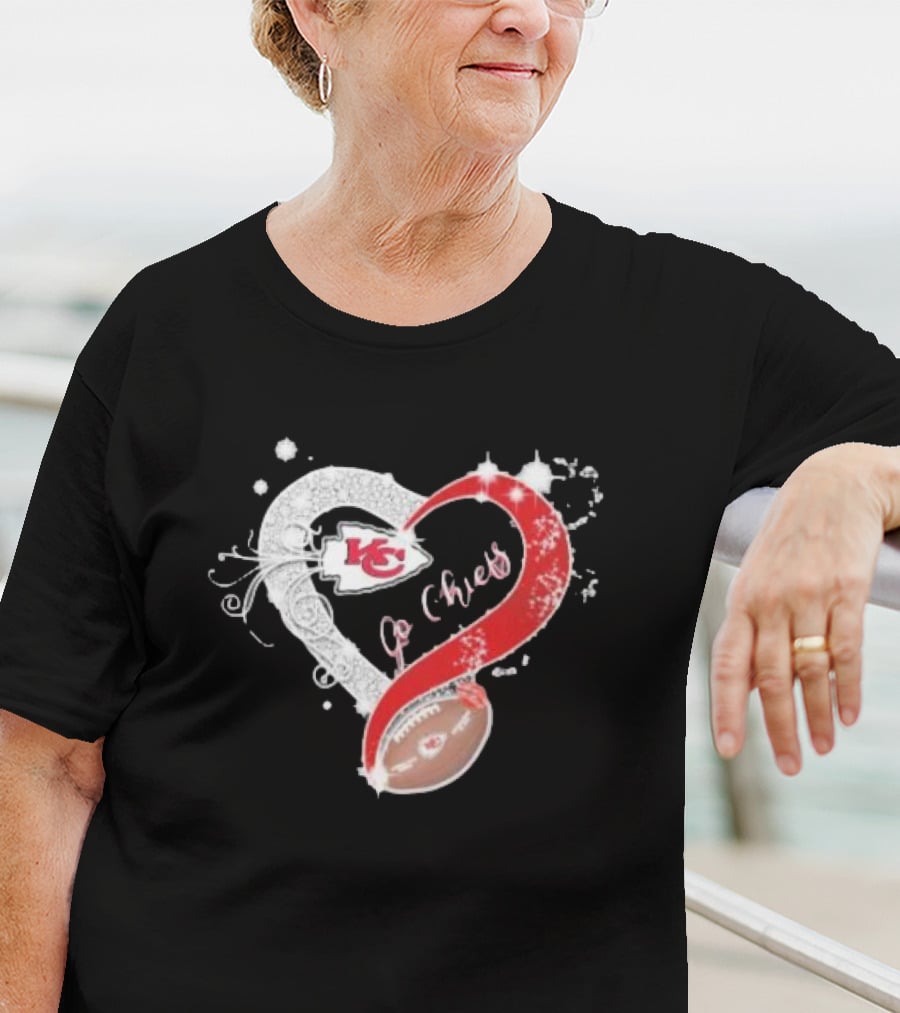 Kansas City Chiefs Heart Football Go Chiefs T-Shirt