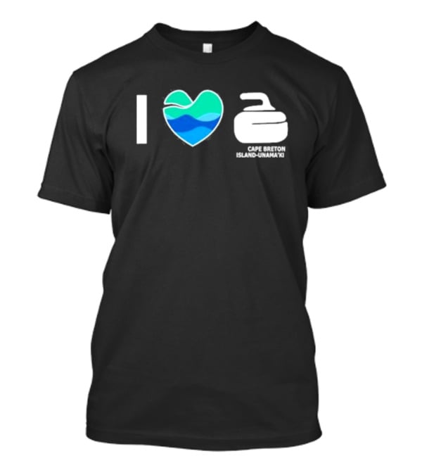 I Love Curling Cape Breton Island Unama'ki Heart Curling Stone T-Shirt