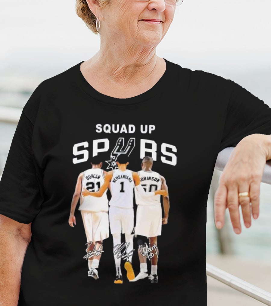SQUAD UP SAN ANTONIO SPURS DUNCAN WEMBANYAMA ROBINSON SIGNATURES T-Shirt