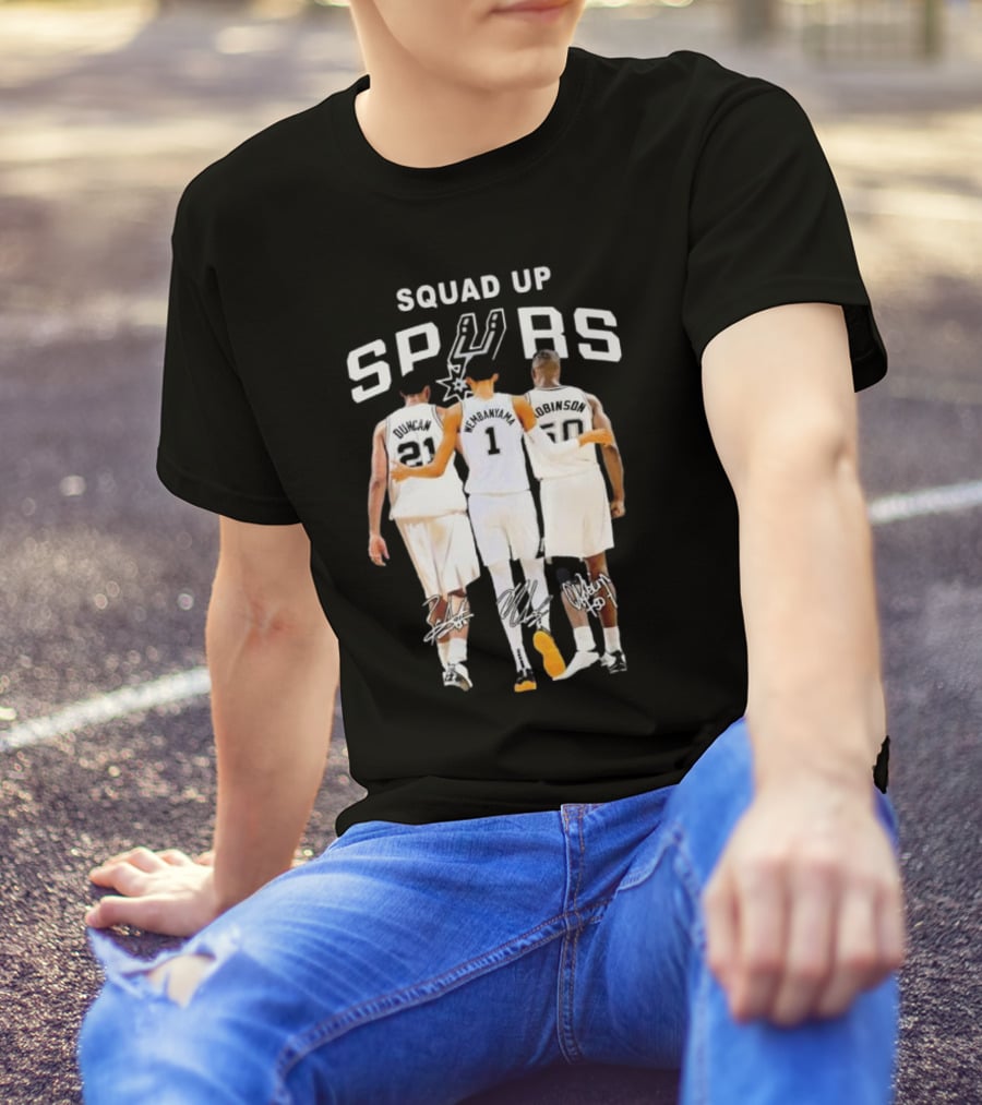 SQUAD UP SAN ANTONIO SPURS DUNCAN WEMBANYAMA ROBINSON SIGNATURES T-Shirt