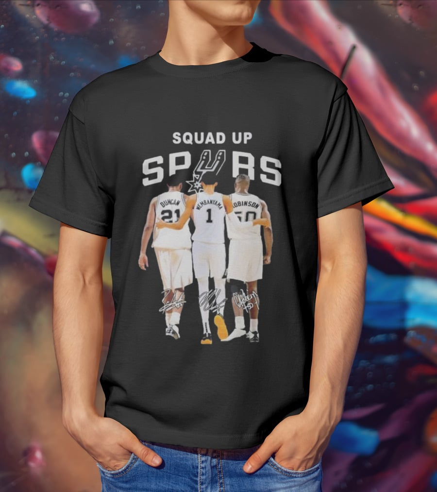 SQUAD UP SAN ANTONIO SPURS DUNCAN WEMBANYAMA ROBINSON SIGNATURES T-Shirt