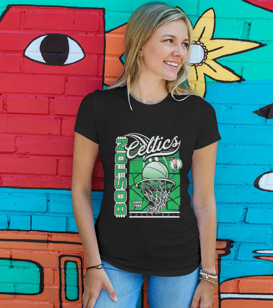 Boston Celtics Basketball Since 1946 Tri-Blend Sportiqe Comfy T-Shirt