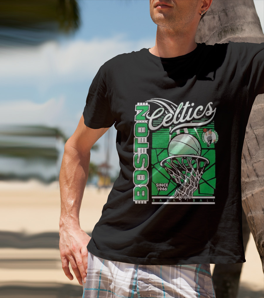 Boston Celtics Basketball Since 1946 Tri-Blend Sportiqe Comfy T-Shirt