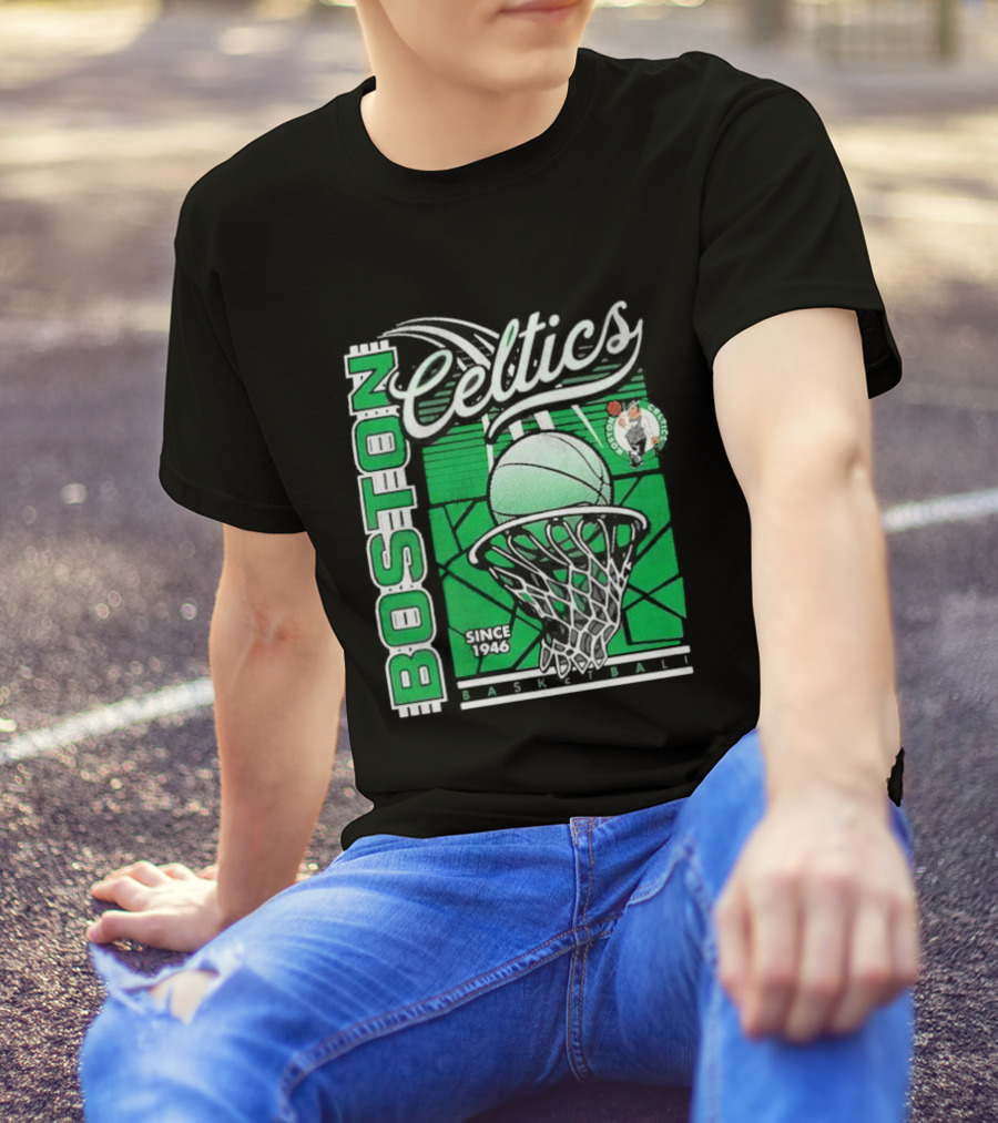 Boston Celtics Basketball Since 1946 Tri-Blend Sportiqe Comfy T-Shirt