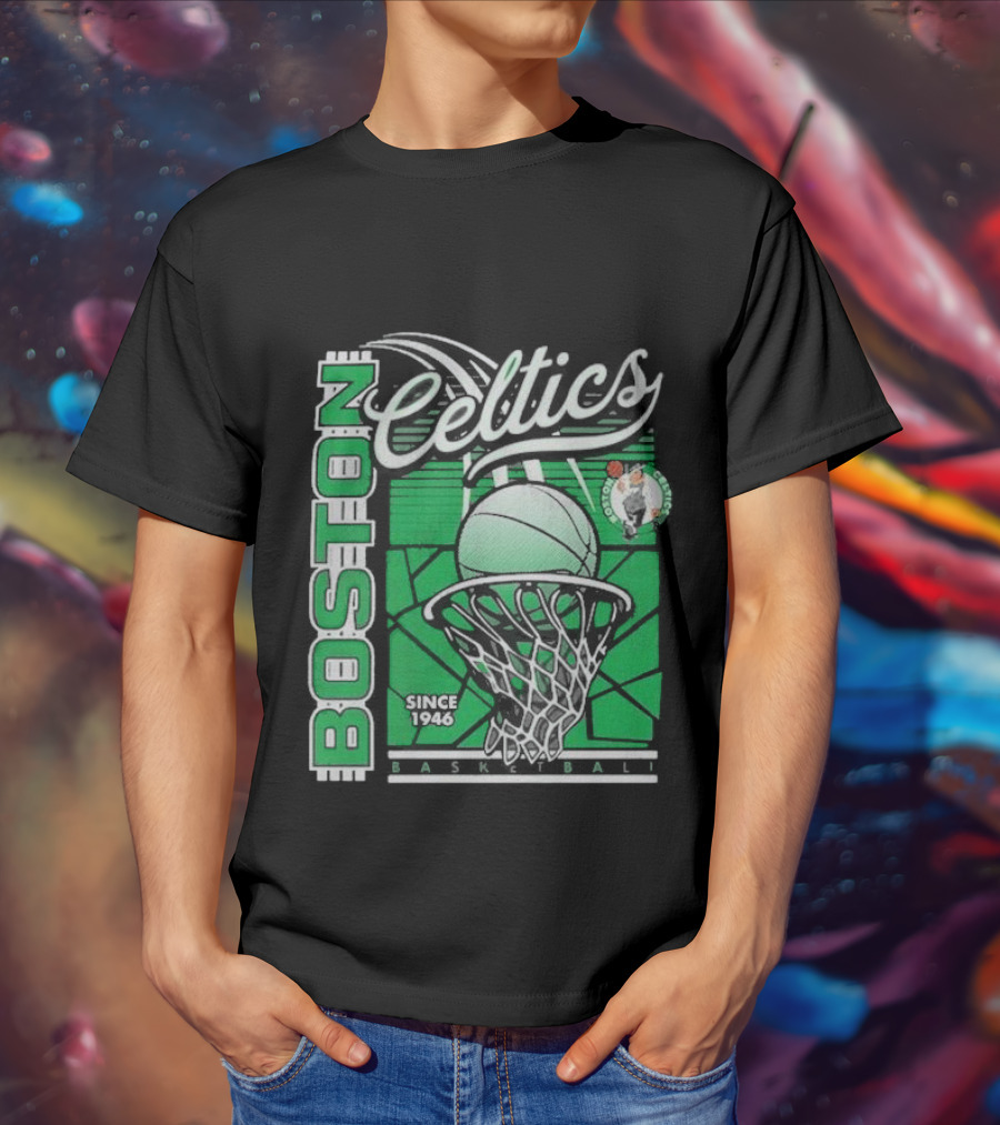 Boston Celtics Basketball Since 1946 Tri-Blend Sportiqe Comfy T-Shirt