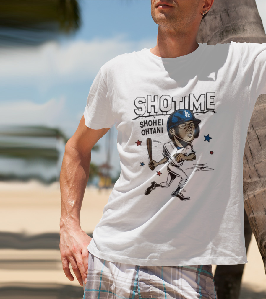 Shottime Shohei Ohtani LA Baseball Cartoon Stars T-Shirt