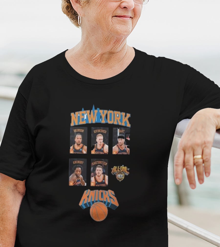 New York Knicks Brunson DiVincenzo Hart Anunoby Hartenstein All In All One Knicks T-Shirt