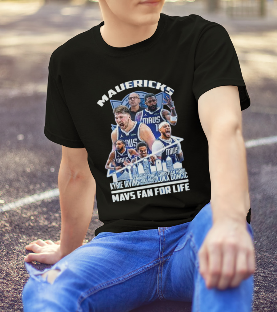 Mavericks Mavs Fan For Life Luka Doncic Kyrie Irving Dwight Powell Christian Wood Josh Green Jaden Hardy Skyline T-Shirt