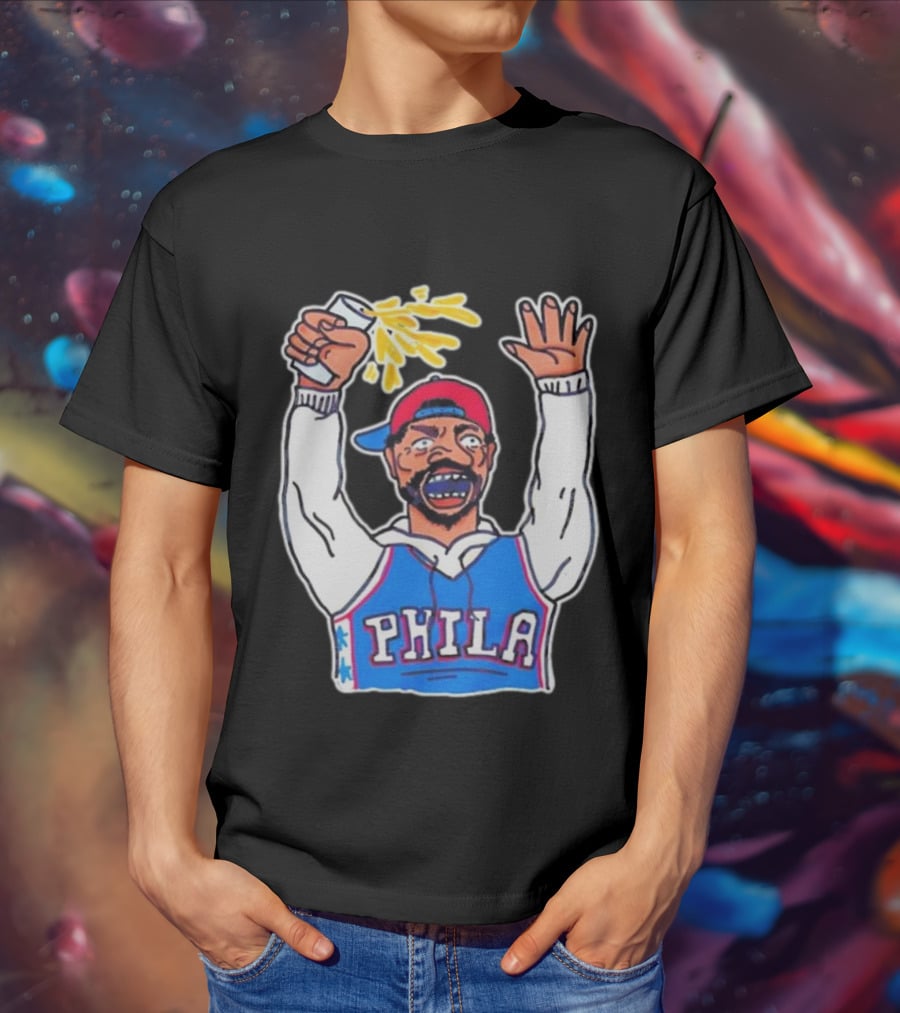 PHILA Basketball Fan With Drink And Raised Hand T-Shirt